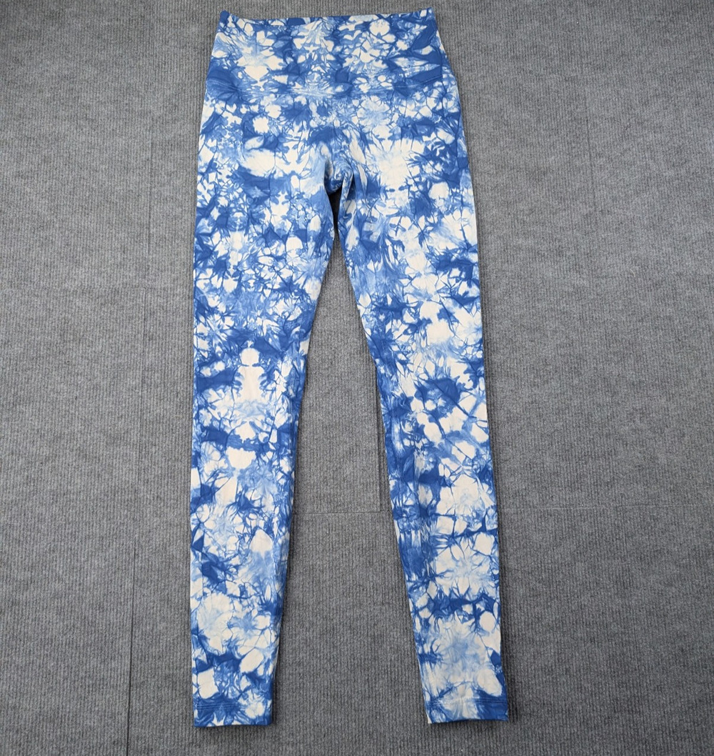 Lululemon Wunder Under Leggings Womens 6 Blue Tie Dye Athletic Training Yoga Gym